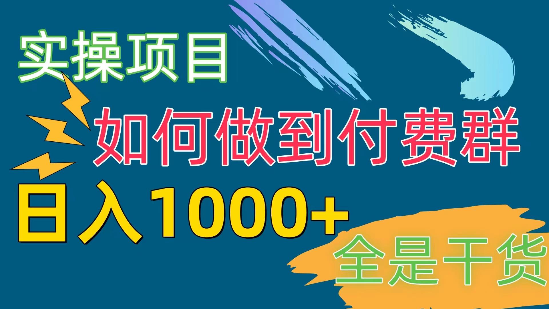 [实操项目]付费群赛道，日入1000+-511资料网