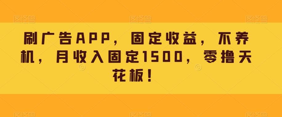 刷广告APP，固定收益，不养机，月收入固定1500，零撸天花板！-511资料网