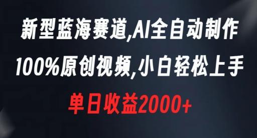 新型蓝海赛道，AI全自动制作，100%原创视频，小白轻松上手，单日收益2000+【揭秘】-511资料网