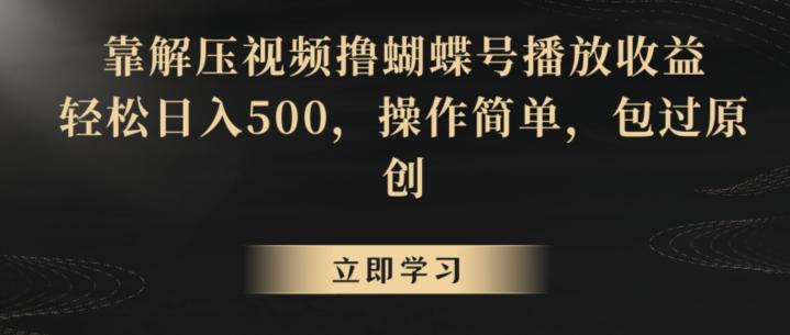 靠解压视频撸蝴蝶号播放收益，轻松日入500，操作简单，包过原创【揭秘】-511资料网
