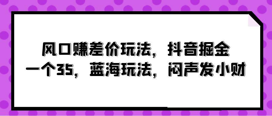 (10022期)风口赚差价玩法，抖音掘金，一个35，蓝海玩法，闷声发小财-511资料网