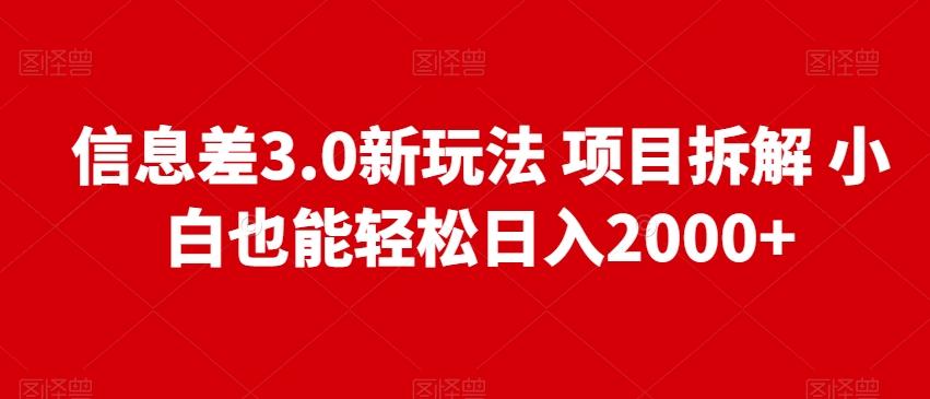 信息差3.0新玩法项目拆解小白也能轻松日入2000+-511资料网