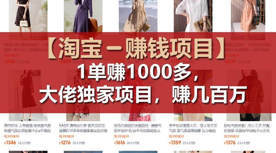 【淘宝赚钱项目】1单可赚1000多，大佬独家项目，年赚几百万-511资料网
