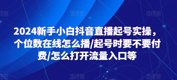 2024新手小白抖音直播起号实操，个位数在线怎么播/起号时要不要付费/怎么打开流量入口等-511资料网