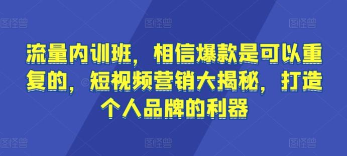 流量内训班，相信爆款是可以重复的，短视频营销大揭秘，打造个人品牌的利器-511资料网