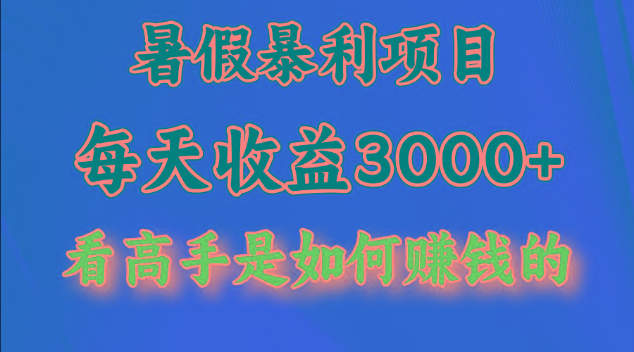 暑假暴利项目，每天收益3000+ 努努力能达到5000+，暑假大流量来了-511资料网