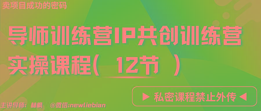 导师训练营3.0IP共创训练营私密实操课程(12节)-卖项目的密码成功秘诀-511资料网
