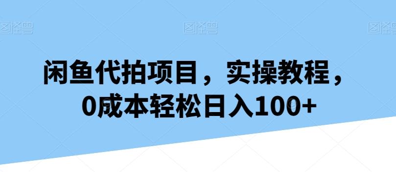 闲鱼代拍项目，实操教程，0成本轻松日入100+-511资料网