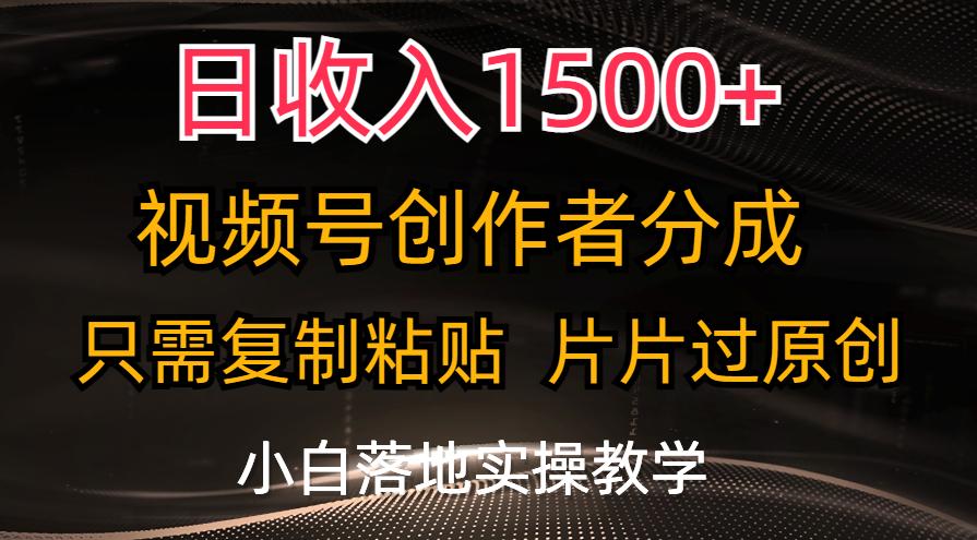 日收入1500+，视频号创作者分成，只需复制粘贴，片片过原创，小白也可…-511资料网