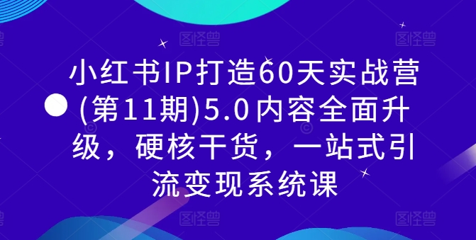小红书IP打造60天实战营(第11期)5.0​内容全面升级，硬核干货，一站式引流变现系统课-511资料网