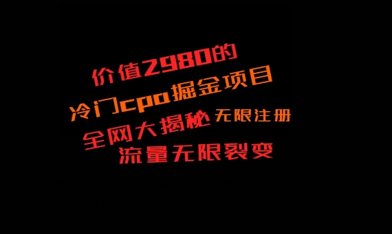 价值2980的CPA掘金项目大揭秘，号称当天收益200+，不见收益包赔双倍-511资料网