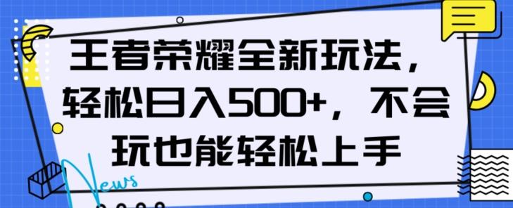 王者荣耀全新玩法，轻松日入500+，小白也能轻松上手【揭秘】-511资料网