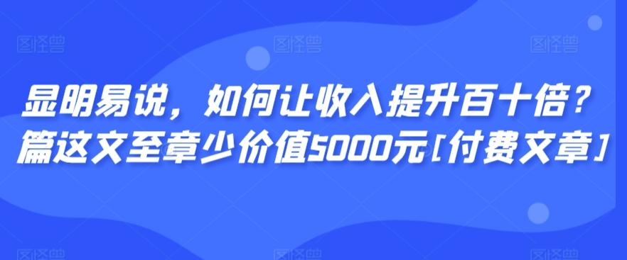 显明易说，如何让收入提升百十倍？‮篇这‬文‮至章‬少价值5000元[付费文章]-511资料网