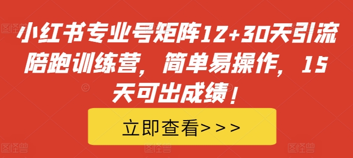 小红书专业号矩阵12+30天引流陪跑训练营，简单易操作，15天可出成绩!-511资料网