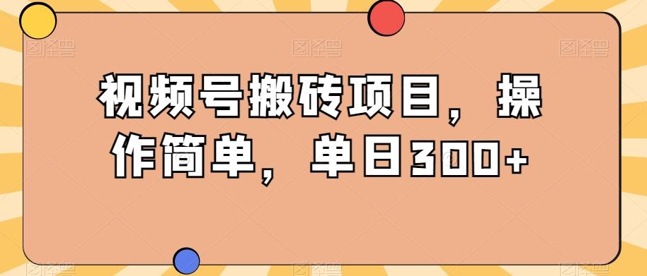 视频号搬砖项目，操作简单，单日300+-511资料网