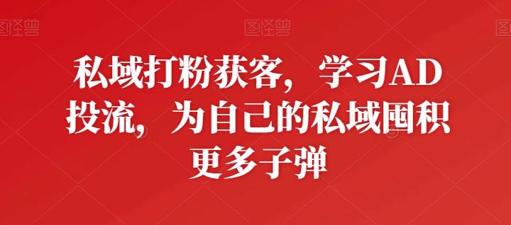 私域打粉获客，学习AD投流，为自己的私域囤积更多子弹-511资料网