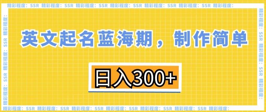 英文起名蓝海期，制作简单，日入300+【揭秘】-511资料网