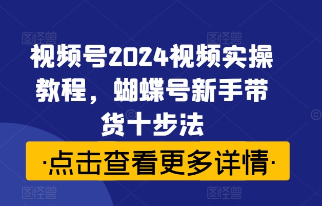 视频号2024视频实操教程，蝴蝶号新手带货十步法-511资料网
