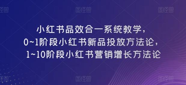 小红书品效合一系统教学，​0~1阶段小红书新品投放方法论，​1~10阶段小红书营销增长方法论-511资料网