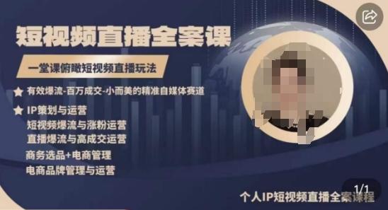 高品质IP短视频直播全案课程，一堂课俯瞰短视频直播玩法-511资料网