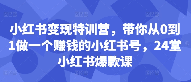 小红书变现特训营，带你从0到1做一个赚钱的小红书号，24堂小红书爆款课-511资料网