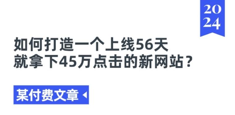 某付费文章《如何打造一个上线56天就拿下45万点击的新网站?》-511资料网