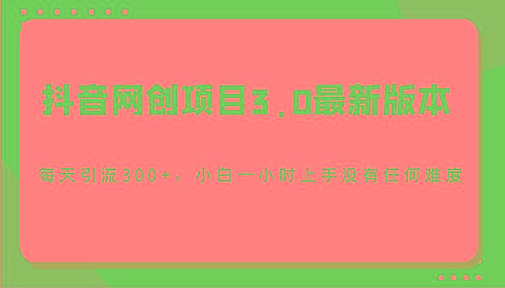 抖音网创项目3.0最新版本，每天引流300+，小白一小时上手没有任何难度-511资料网