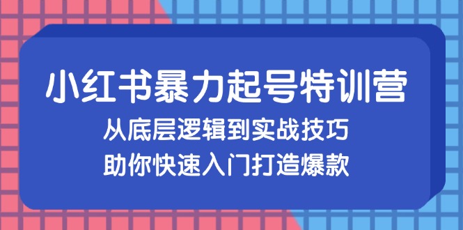 小红书暴力起号训练营，从底层逻辑到实战技巧，助你快速入门打造爆款-511资料网