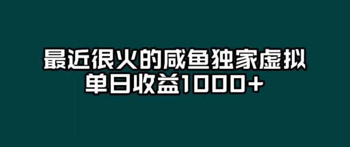 最近很火的咸鱼独家虚拟，单日收益1000+-511资料网