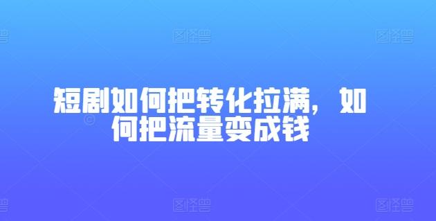 短剧如何把转化拉满，如何把流量变成钱-511资料网