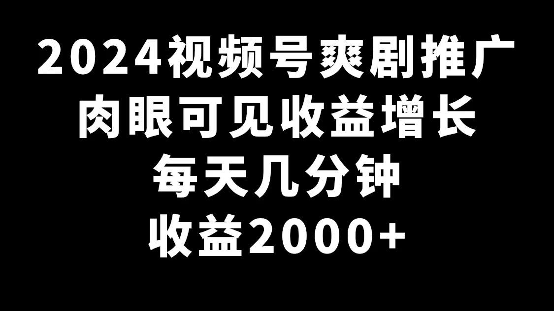 2024视频号爽剧推广，肉眼可见的收益增长，每天几分钟收益2000+-511资料网