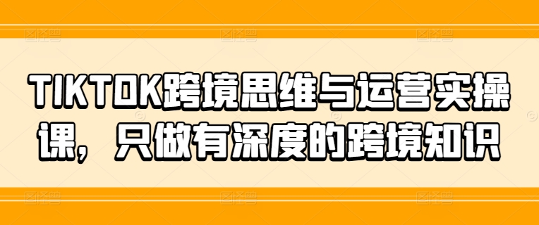 TIKTOK跨境思维与运营实操课，只做有深度的跨境知识-511资料网