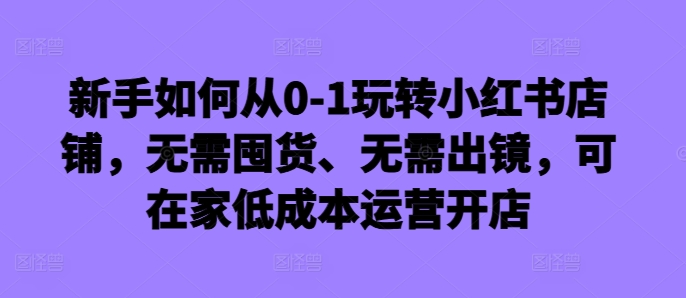 新手如何从0-1玩转小红书店铺，无需囤货、无需出镜，可在家低成本运营开店-511资料网