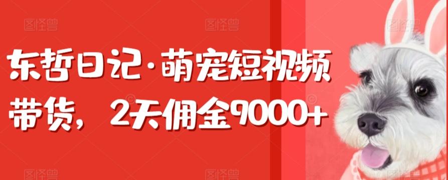 东哲日记·萌宠短视频带货，2天佣金9000+-511资料网