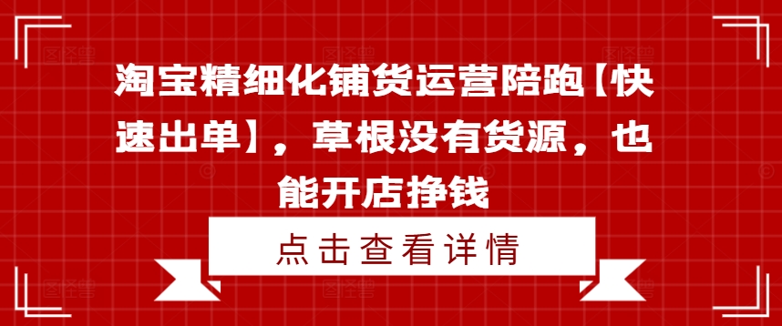 淘宝精细化铺货运营陪跑【快速出单】，草根没有货源，也能开店挣钱-511资料网