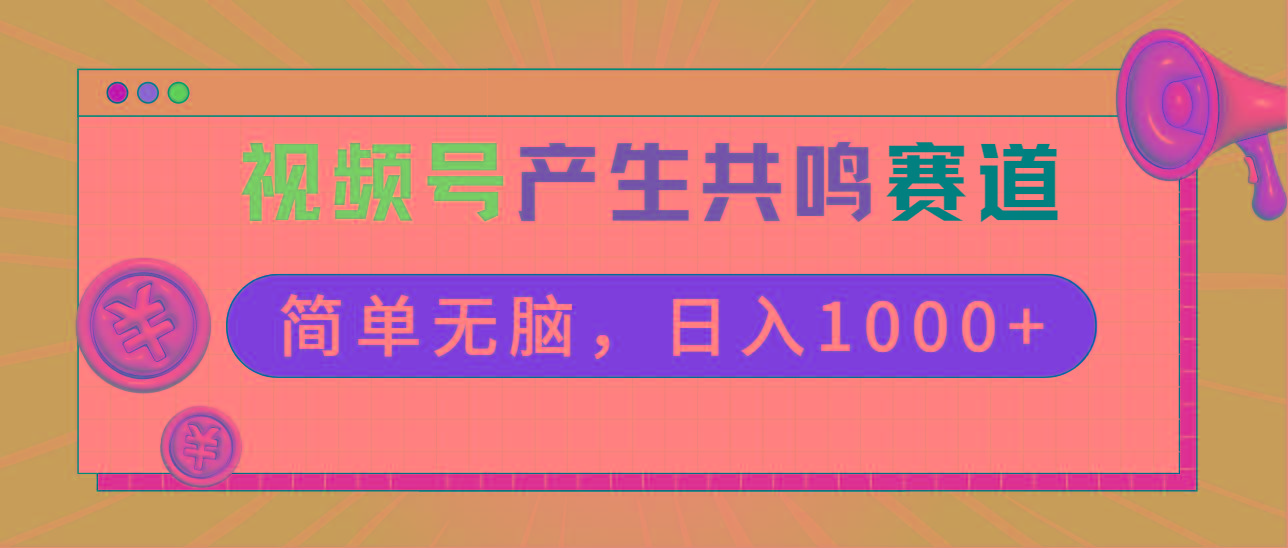 2024年视频号，产生共鸣赛道，简单无脑，一分钟一条视频，日入1000+-511资料网