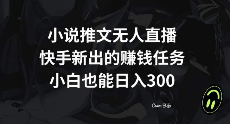 小说推文无人直播，快手新出的赚钱任务，小白也能日入300+【揭秘】-511资料网