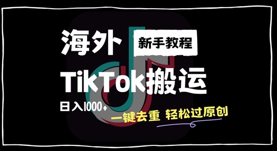 2024最新海外TikTok搬运玩法，一键去重轻松过原创，新手无经验也能日入1k【揭秘】-511资料网