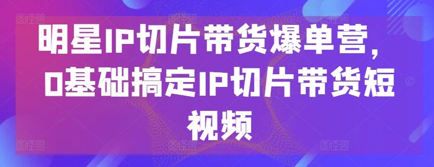 明星IP切片带货爆单营，0基础搞定IP切片带货短视频-511资料网