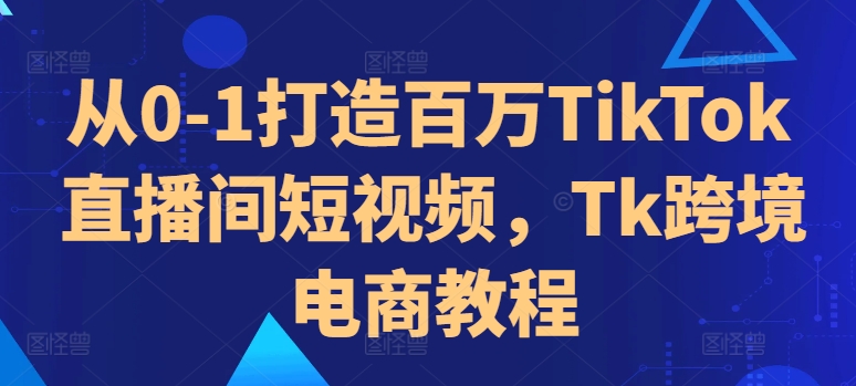 从0-1打造百万TikTok直播间短视频，Tk跨境电商教程-511资料网