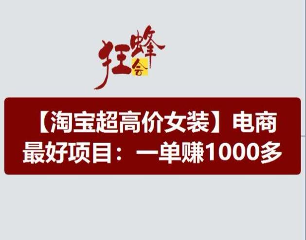 淘宝超高价女装项目，电商最好赛道，一单赚1000多-511资料网