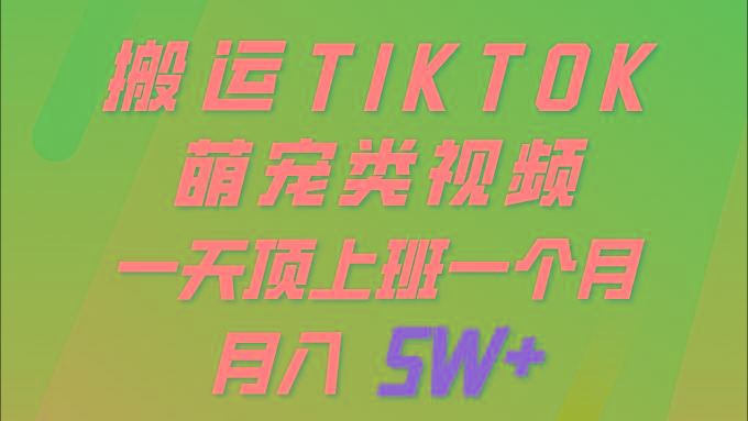 (9931期)一键搬运TIKTOK萌宠类视频 一部手机即可操作 所有平台均可发布 轻松月入5W+-511资料网