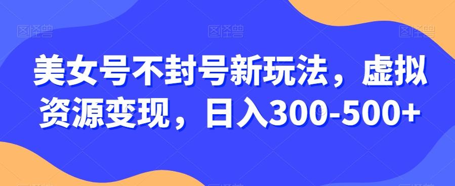 美女号不封号新玩法，虚拟资源变现，日入300-500+-511资料网
