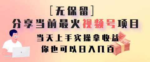 无保留分享当前最火视频号项目,当天上手实操拿收益,你也可以日入几百-511资料网