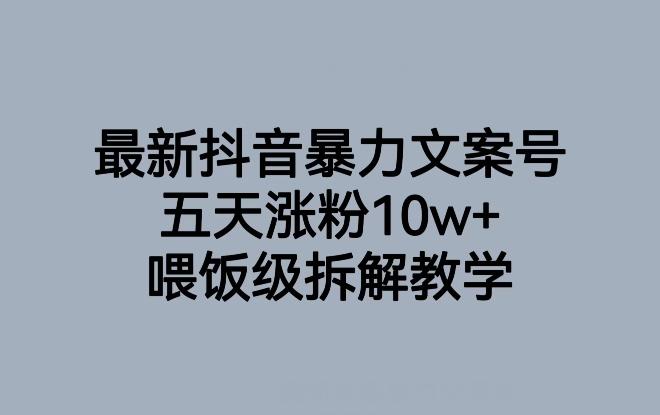 最新抖音暴力文案号，五天涨粉10w+，喂饭级拆解教学-511资料网