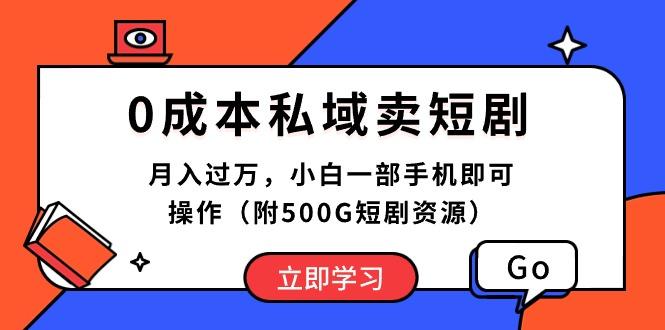 0成本私域卖短剧，月入过万，小白一部手机即可操作(附500G短剧资源-511资料网