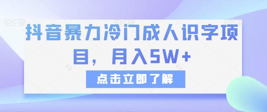 抖音暴力冷门成人识字项目，月入5W+【揭秘】-511资料网