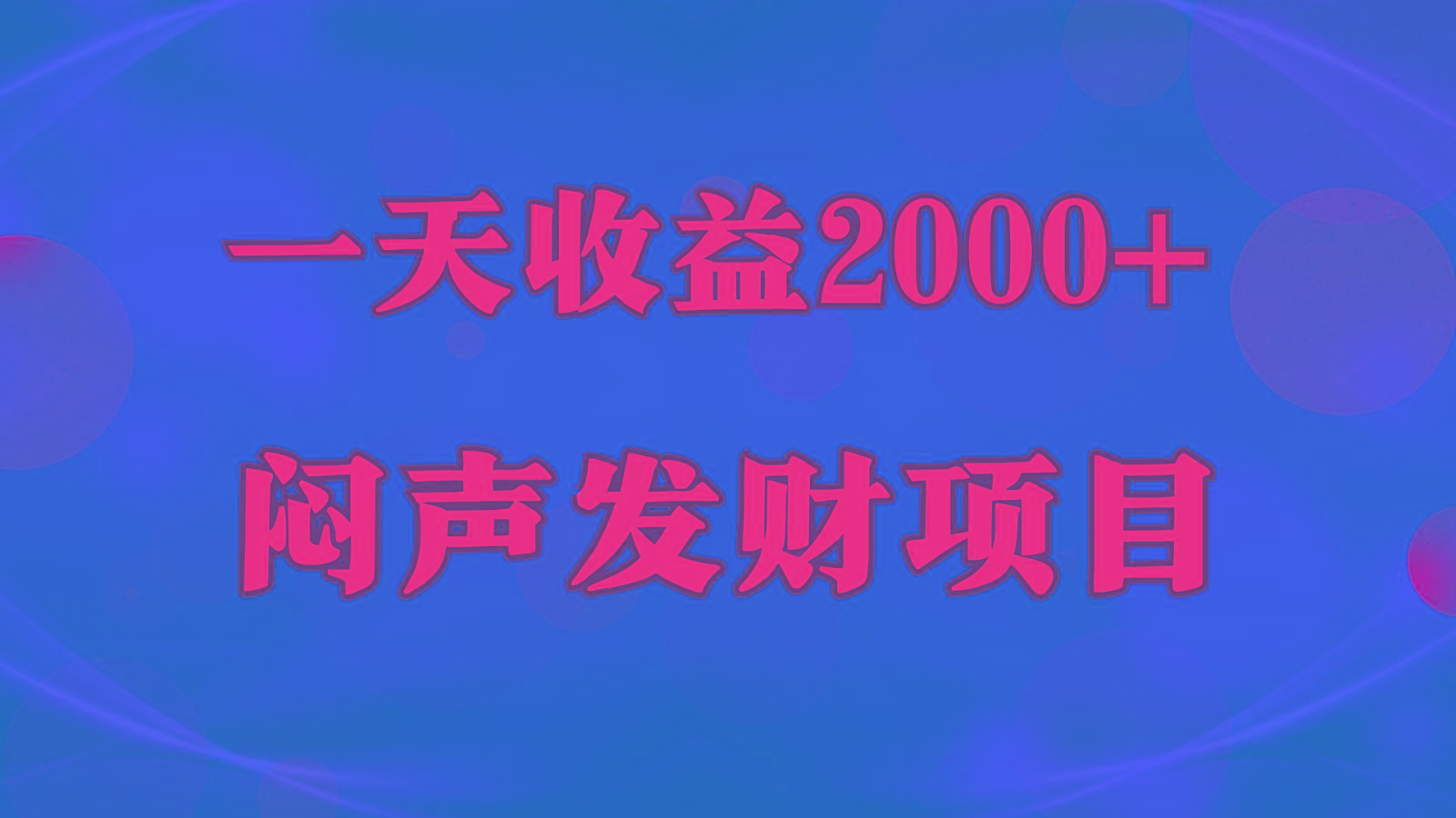闷声发财,一天收益2000+,到底什么是赚钱,看完你就知道了-511资料网