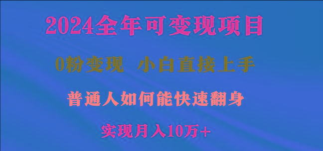 2024全年可变现项目，一天收益至少2000+，小白上手快，普通人就要利用互…-511资料网