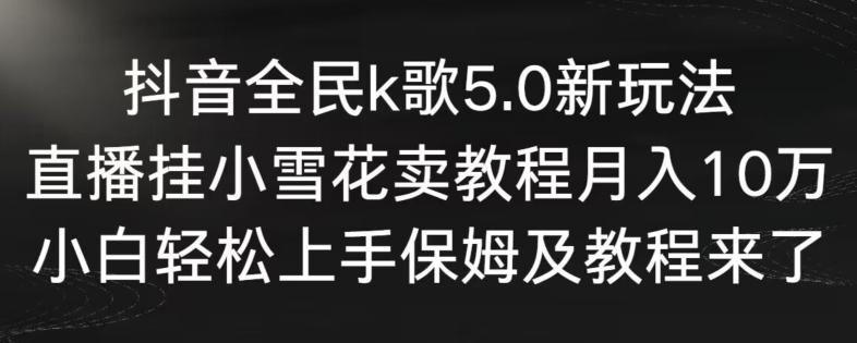 抖音全民k歌5.0新玩法，直播挂小雪花卖教程月入10万，小白轻松上手，保姆及教程来了【揭秘】-511资料网